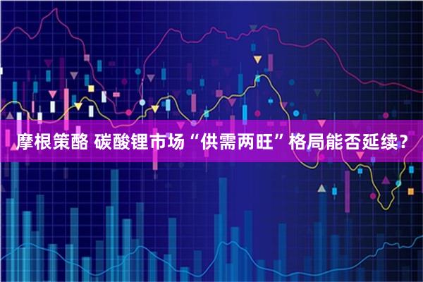 摩根策酪 碳酸锂市场“供需两旺”格局能否延续？
